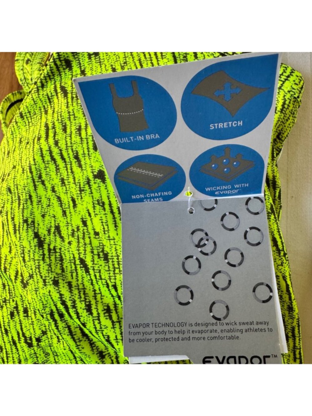 DaDactra Womens Performance Tank Top Neon Yellow/Black S Evapor Tech Activewear - Picture 4 of 16